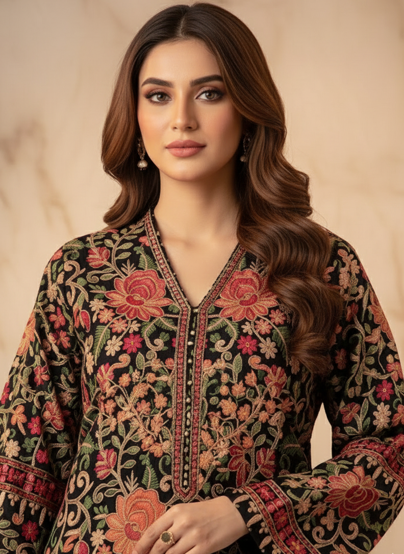Premium Pashmina Embroidered Shirt